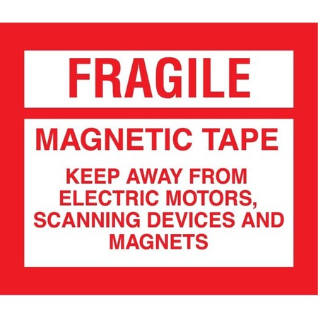 Decker Tape Products Label, DL1534, FRAGILE MAGNETIC TAPE, 4" X 4-3/4" DL1534